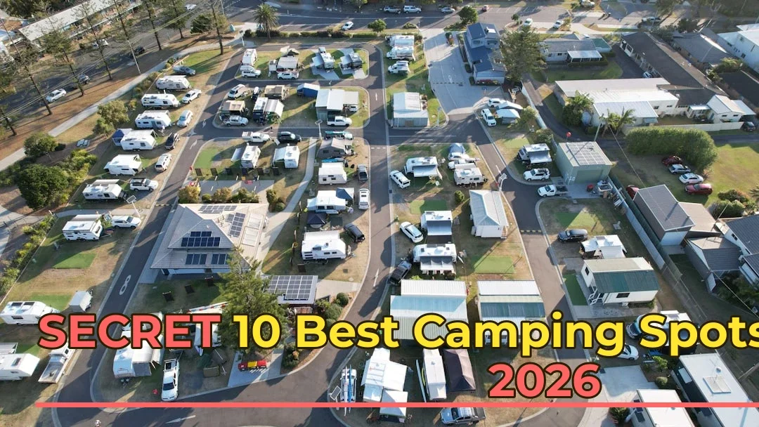 an aerial view of a lot of houses and rv parks